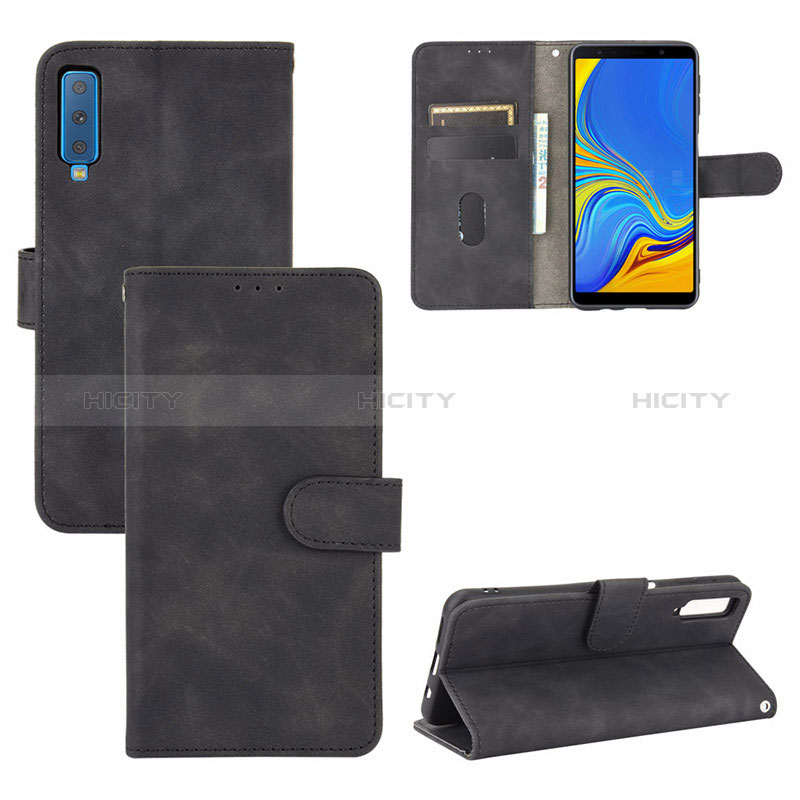 Coque Portefeuille Livre Cuir Etui Clapet L03Z pour Samsung Galaxy A7 (2018) A750 Noir Plus