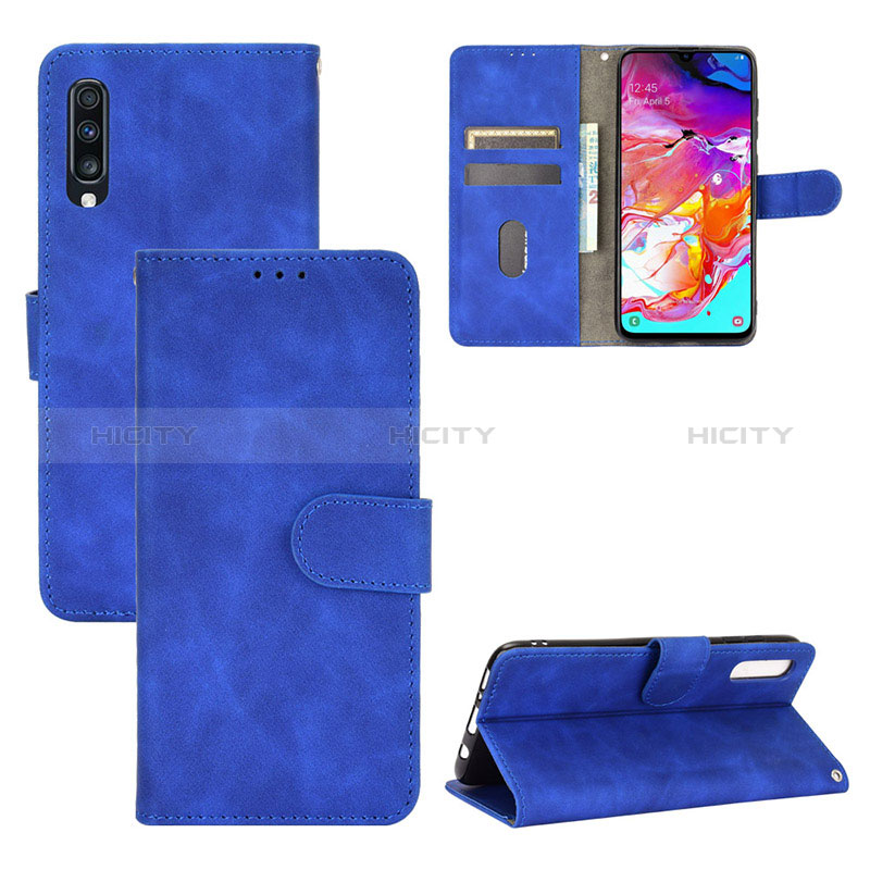 Coque Portefeuille Livre Cuir Etui Clapet L03Z pour Samsung Galaxy A70 Bleu Plus