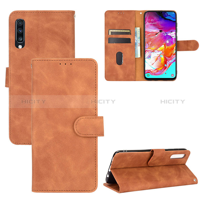 Coque Portefeuille Livre Cuir Etui Clapet L03Z pour Samsung Galaxy A70 Marron Plus