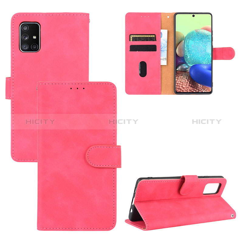 Coque Portefeuille Livre Cuir Etui Clapet L03Z pour Samsung Galaxy A71 5G Rose Rouge Plus