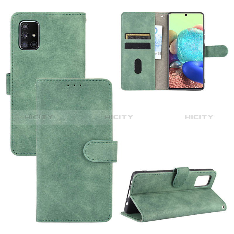 Coque Portefeuille Livre Cuir Etui Clapet L03Z pour Samsung Galaxy A71 5G Vert Plus