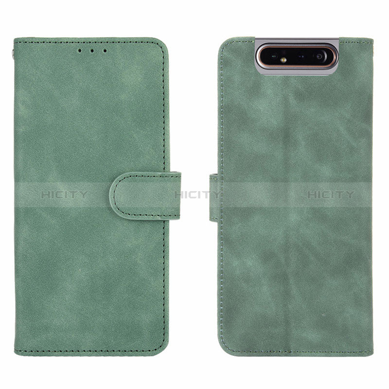 Coque Portefeuille Livre Cuir Etui Clapet L03Z pour Samsung Galaxy A80 Vert Plus