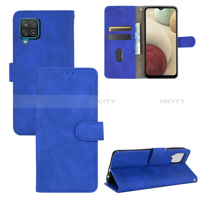 Coque Portefeuille Livre Cuir Etui Clapet L03Z pour Samsung Galaxy F12 Bleu Plus