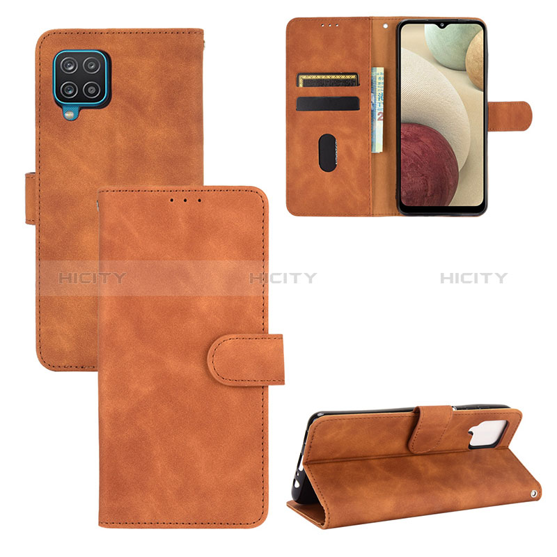 Coque Portefeuille Livre Cuir Etui Clapet L03Z pour Samsung Galaxy F12 Marron Plus