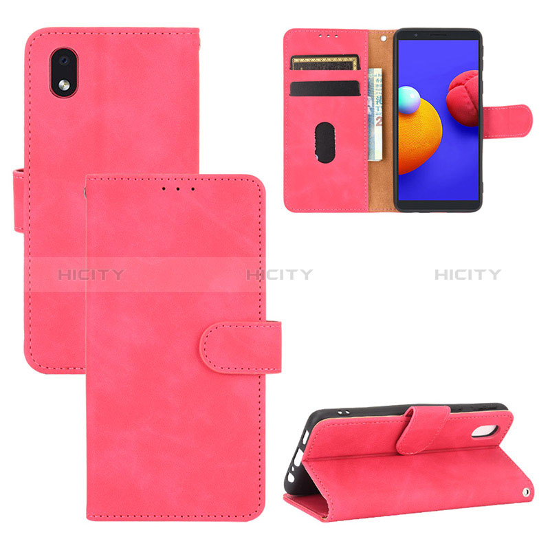 Coque Portefeuille Livre Cuir Etui Clapet L03Z pour Samsung Galaxy M01 Core Rose Rouge Plus