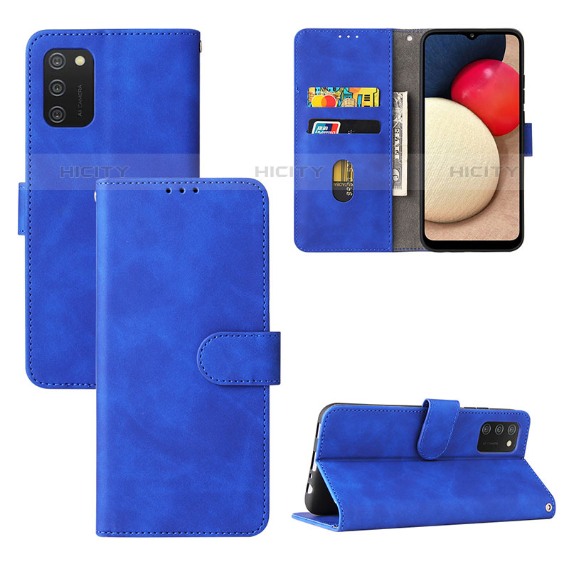 Coque Portefeuille Livre Cuir Etui Clapet L03Z pour Samsung Galaxy M02s Bleu Plus