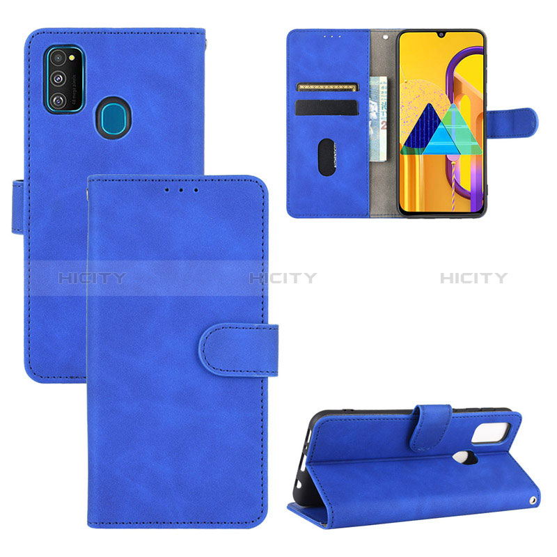 Coque Portefeuille Livre Cuir Etui Clapet L03Z pour Samsung Galaxy M21 Bleu Plus