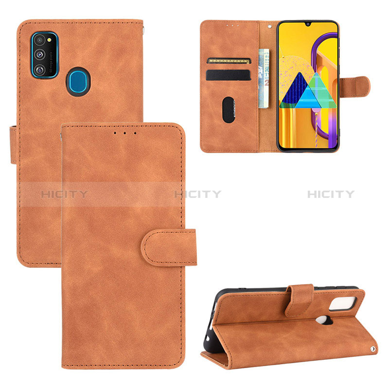 Coque Portefeuille Livre Cuir Etui Clapet L03Z pour Samsung Galaxy M21 Marron Plus