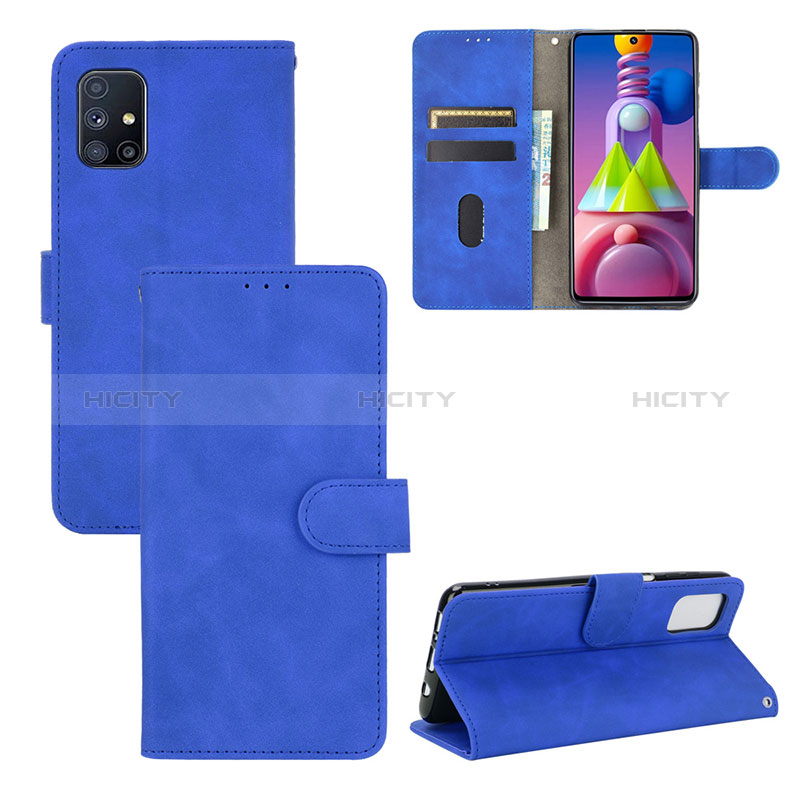 Coque Portefeuille Livre Cuir Etui Clapet L03Z pour Samsung Galaxy M51 Bleu Plus