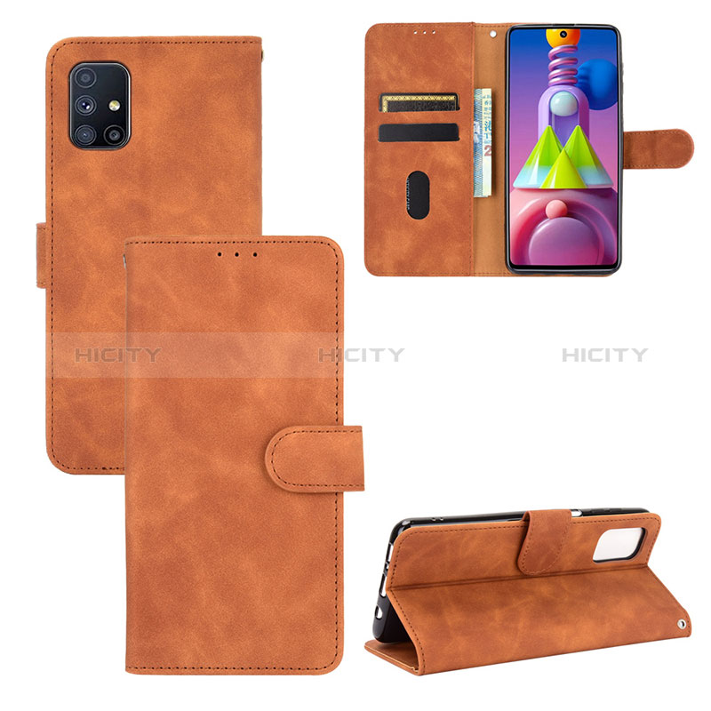 Coque Portefeuille Livre Cuir Etui Clapet L03Z pour Samsung Galaxy M51 Marron Plus