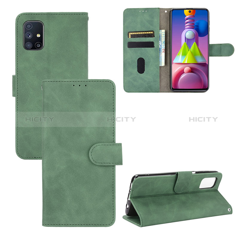 Coque Portefeuille Livre Cuir Etui Clapet L03Z pour Samsung Galaxy M51 Vert Plus