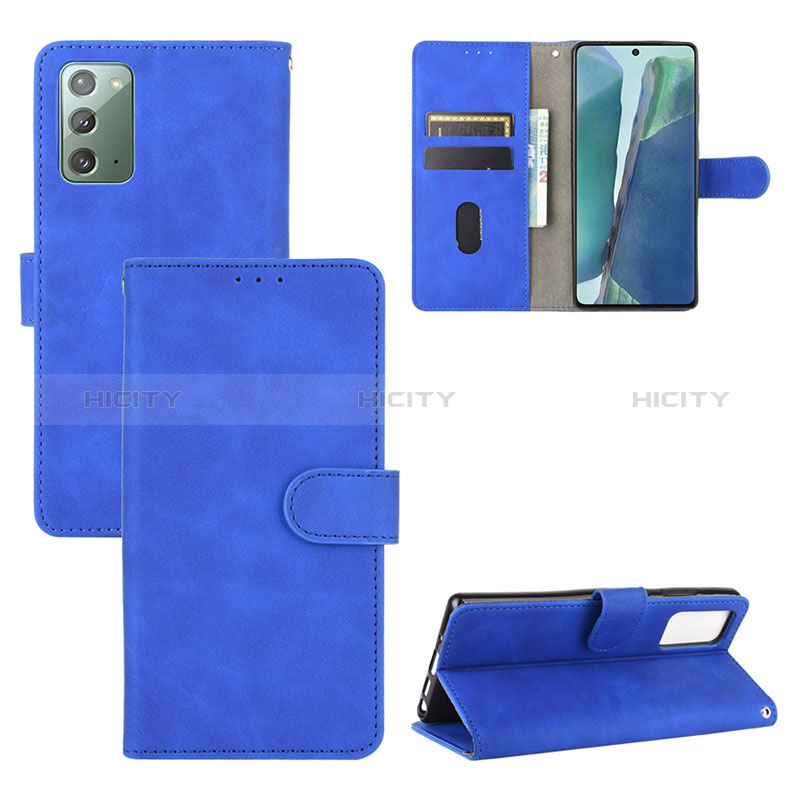 Coque Portefeuille Livre Cuir Etui Clapet L03Z pour Samsung Galaxy Note 20 5G Bleu Plus