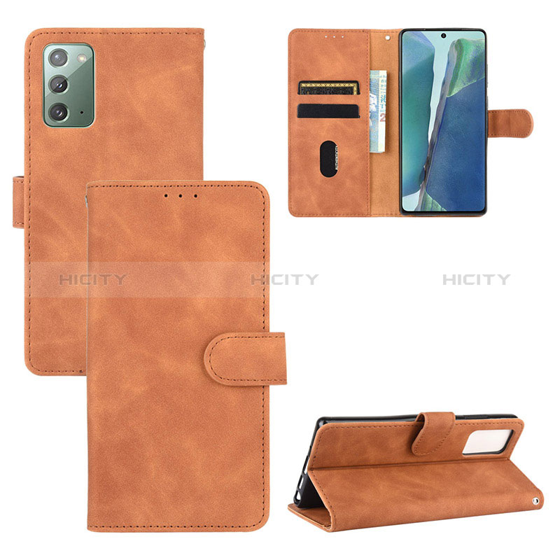 Coque Portefeuille Livre Cuir Etui Clapet L03Z pour Samsung Galaxy Note 20 5G Marron Plus