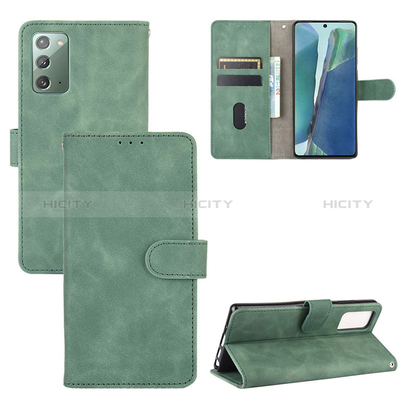 Coque Portefeuille Livre Cuir Etui Clapet L03Z pour Samsung Galaxy Note 20 5G Vert Plus