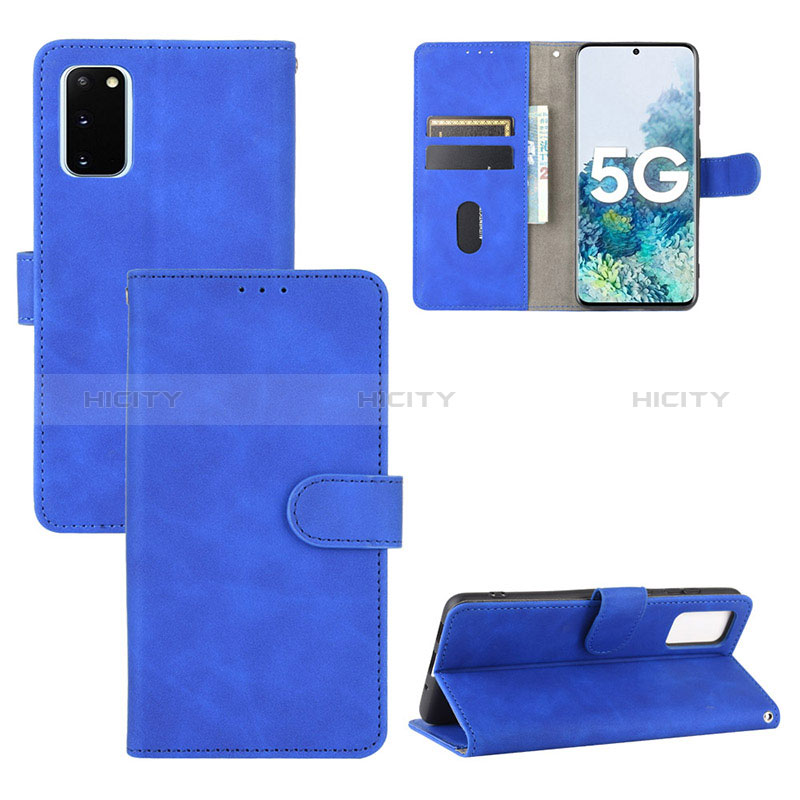 Coque Portefeuille Livre Cuir Etui Clapet L03Z pour Samsung Galaxy S20 FE (2022) 5G Bleu Plus