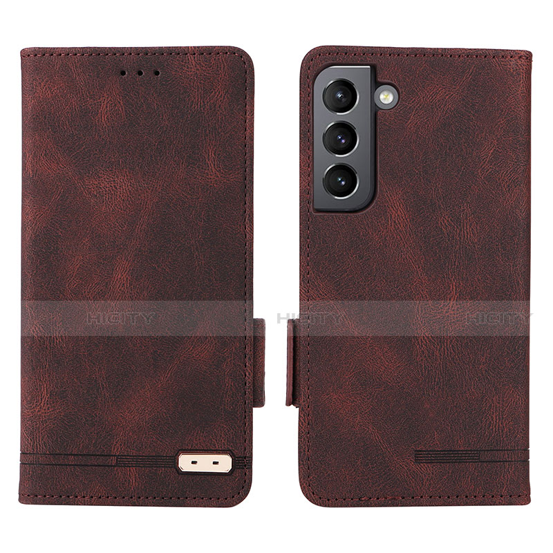 Coque Portefeuille Livre Cuir Etui Clapet L03Z pour Samsung Galaxy S21 5G Marron Plus