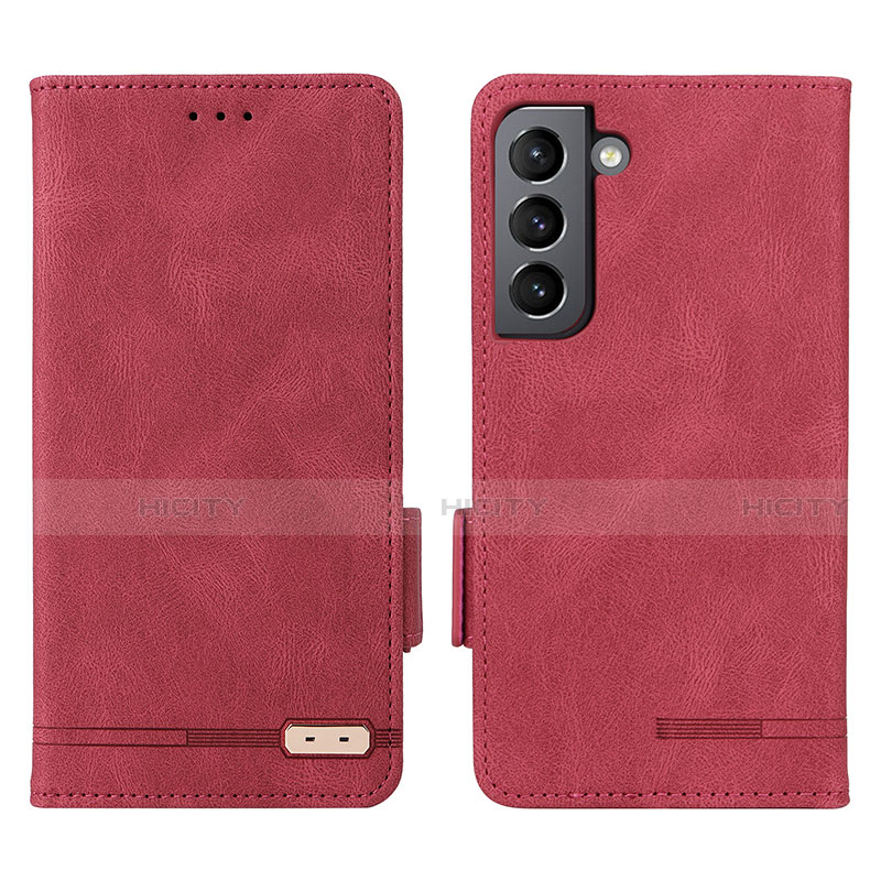 Coque Portefeuille Livre Cuir Etui Clapet L03Z pour Samsung Galaxy S21 5G Rouge Plus