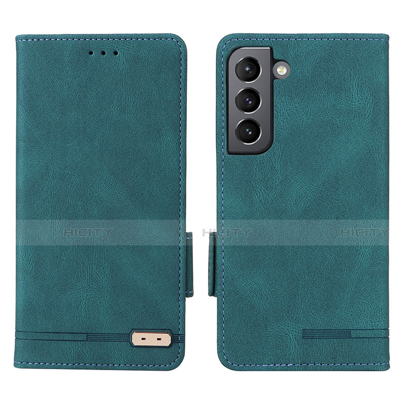 Coque Portefeuille Livre Cuir Etui Clapet L03Z pour Samsung Galaxy S21 5G Vert Plus