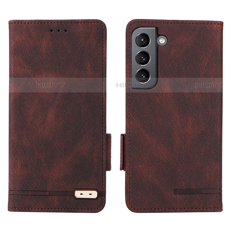 Coque Portefeuille Livre Cuir Etui Clapet L03Z pour Samsung Galaxy S21 FE 5G Marron Plus