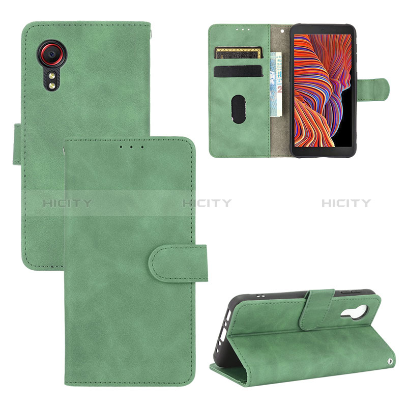 Coque Portefeuille Livre Cuir Etui Clapet L03Z pour Samsung Galaxy XCover 5 SM-G525F Vert Plus