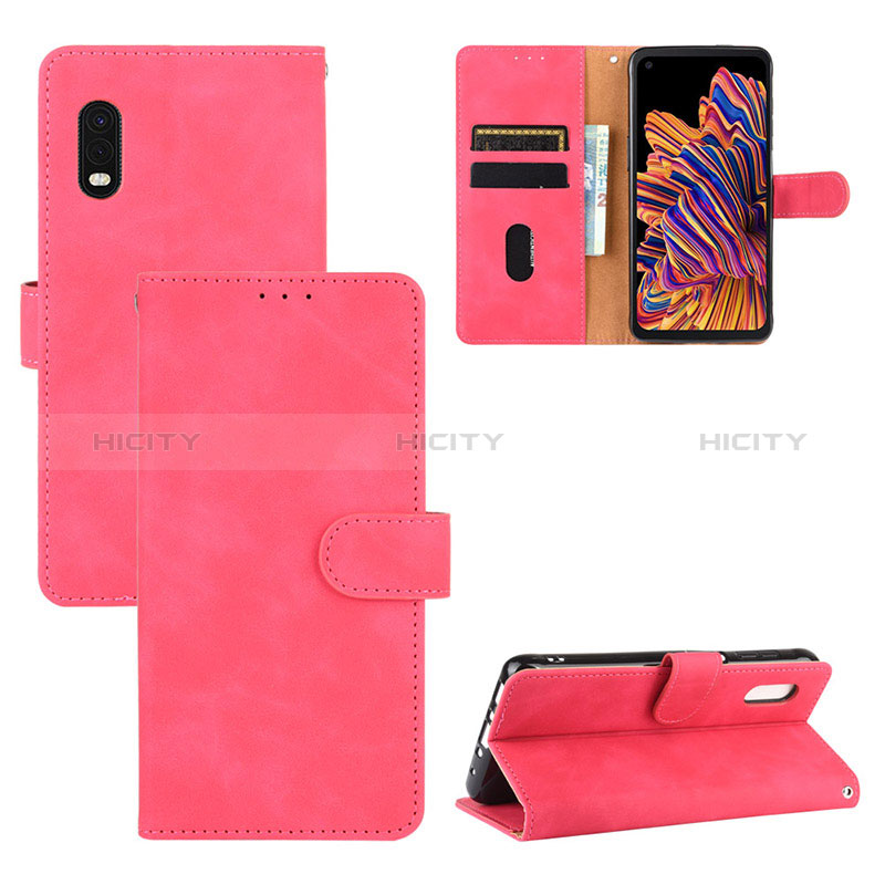 Coque Portefeuille Livre Cuir Etui Clapet L03Z pour Samsung Galaxy XCover Pro Rose Rouge Plus