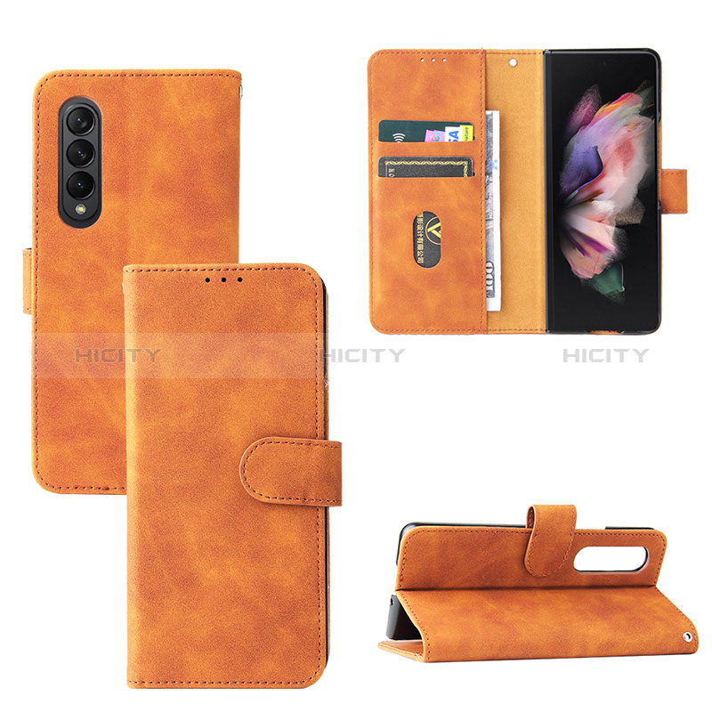 Coque Portefeuille Livre Cuir Etui Clapet L03Z pour Samsung Galaxy Z Fold3 5G Marron Plus