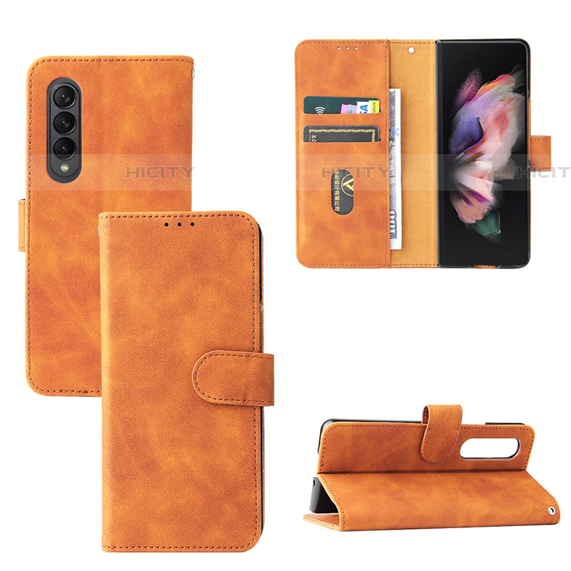 Coque Portefeuille Livre Cuir Etui Clapet L03Z pour Samsung Galaxy Z Fold4 5G Marron Plus