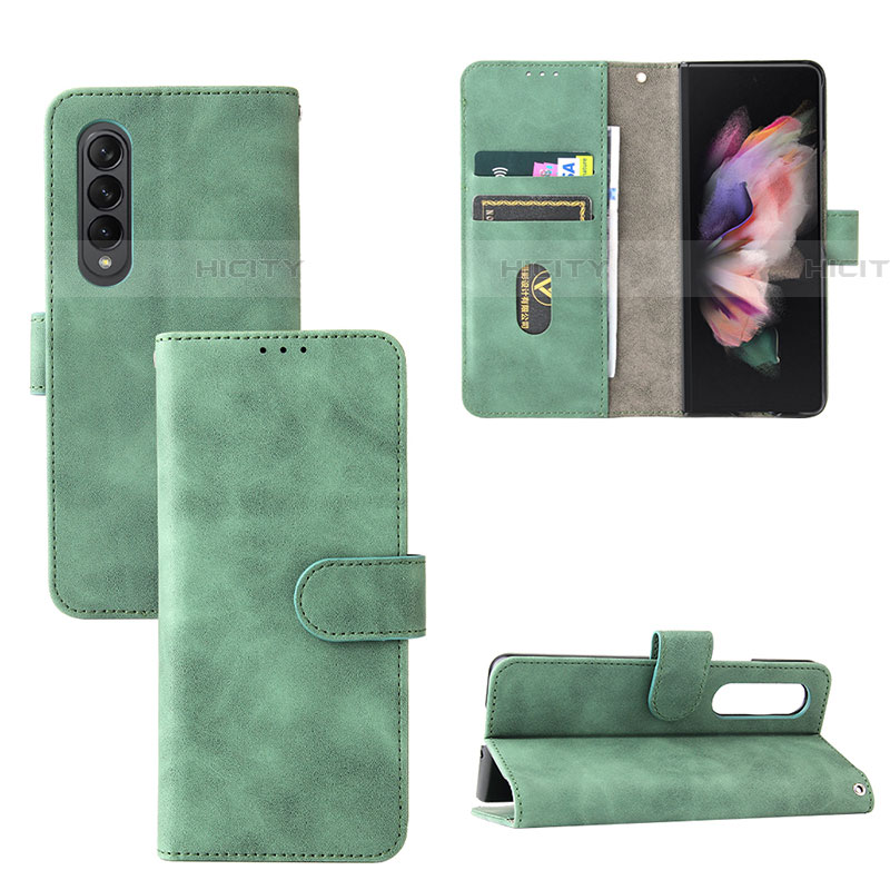 Coque Portefeuille Livre Cuir Etui Clapet L03Z pour Samsung Galaxy Z Fold4 5G Vert Plus