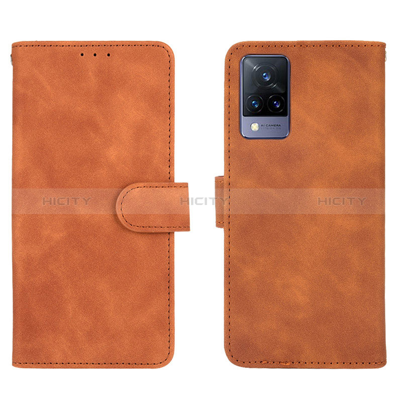 Coque Portefeuille Livre Cuir Etui Clapet L03Z pour Vivo V21 5G Marron Plus