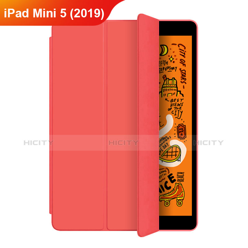 Coque Portefeuille Livre Cuir Etui Clapet L04 pour Apple iPad Mini 5 (2019) Rouge Plus