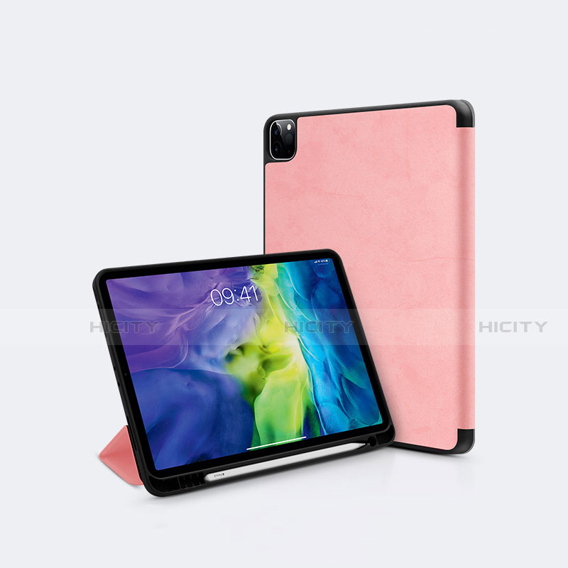 Coque Portefeuille Livre Cuir Etui Clapet L04 pour Apple iPad Pro 12.9 (2021) Or Rose Plus