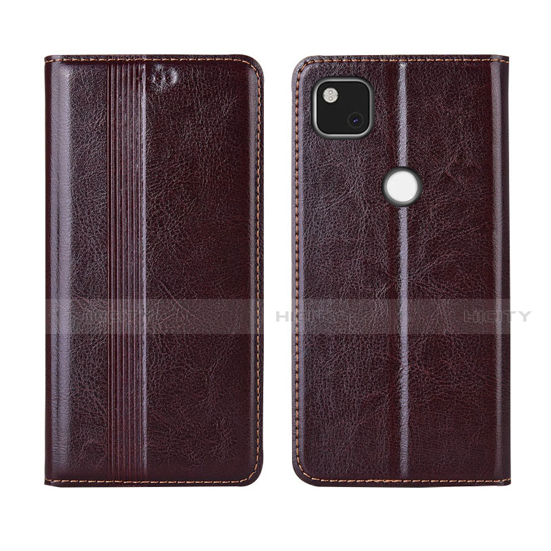 Coque Portefeuille Livre Cuir Etui Clapet L04 pour Google Pixel 4a Marron Plus