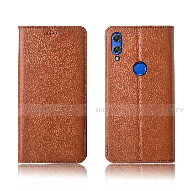 Coque Portefeuille Livre Cuir Etui Clapet L04 pour Huawei Honor V10 Lite Orange Plus