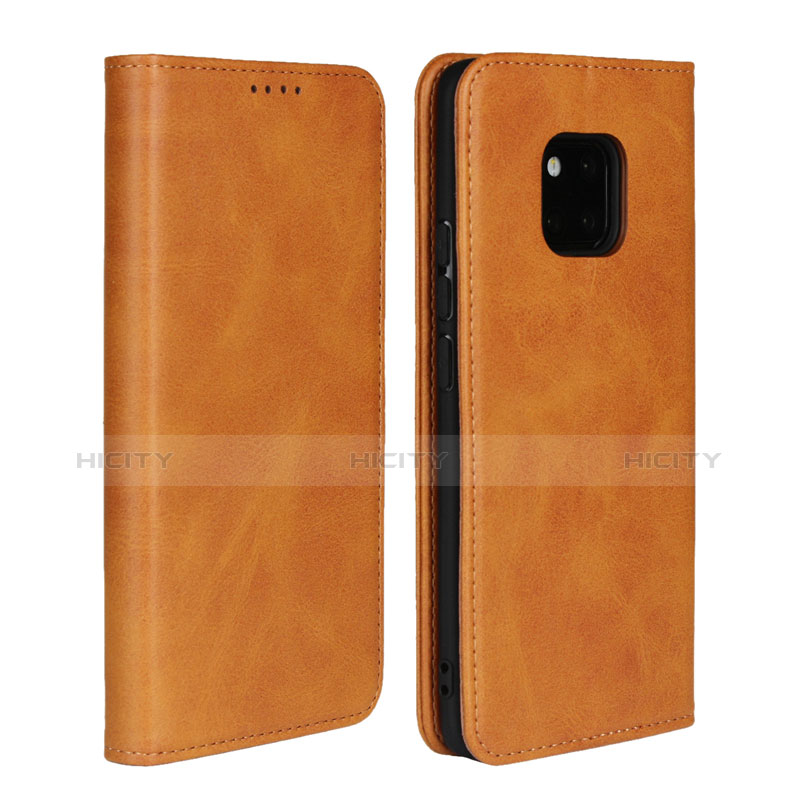 Coque Portefeuille Livre Cuir Etui Clapet L04 pour Huawei Mate 20 Pro Orange Plus