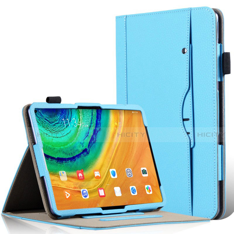 Coque Portefeuille Livre Cuir Etui Clapet L04 pour Huawei MatePad Pro Bleu Ciel Plus