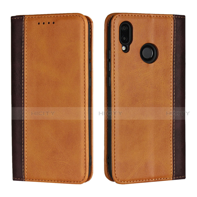 Coque Portefeuille Livre Cuir Etui Clapet L04 pour Huawei P20 Lite Orange Plus