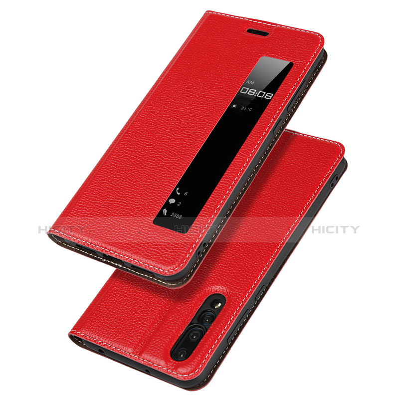 Coque Portefeuille Livre Cuir Etui Clapet L04 pour Huawei P20 Pro Rouge Plus