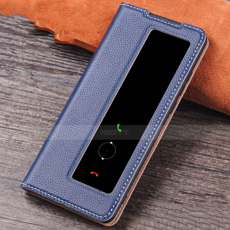 Coque Portefeuille Livre Cuir Etui Clapet L04 pour Huawei P30 Bleu Plus