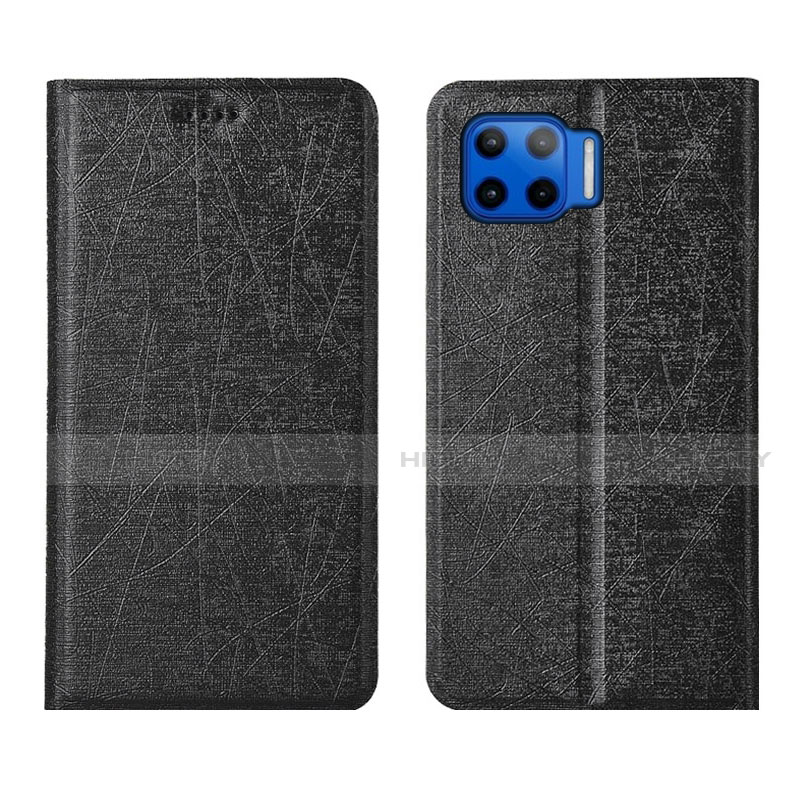 Coque Portefeuille Livre Cuir Etui Clapet L04 pour Motorola Moto G 5G Plus Noir Plus