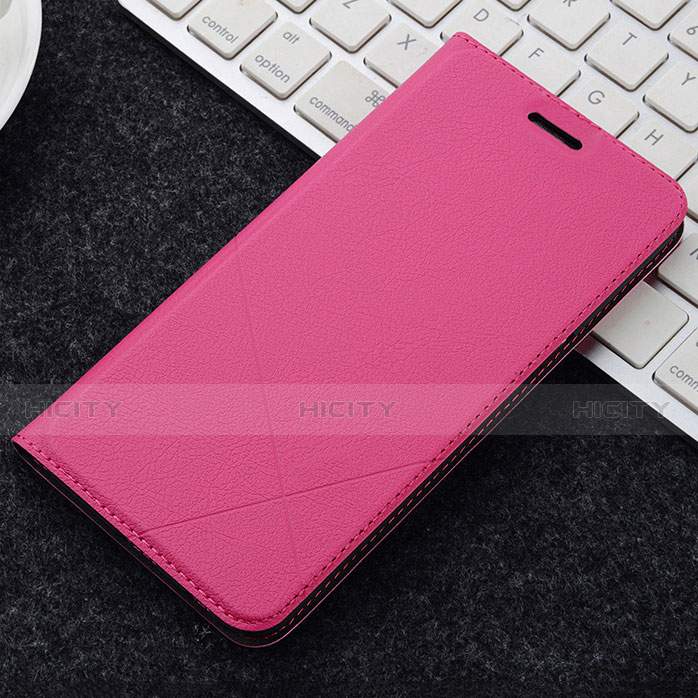 Coque Portefeuille Livre Cuir Etui Clapet L04 pour OnePlus 5T A5010 Rose Rouge Plus