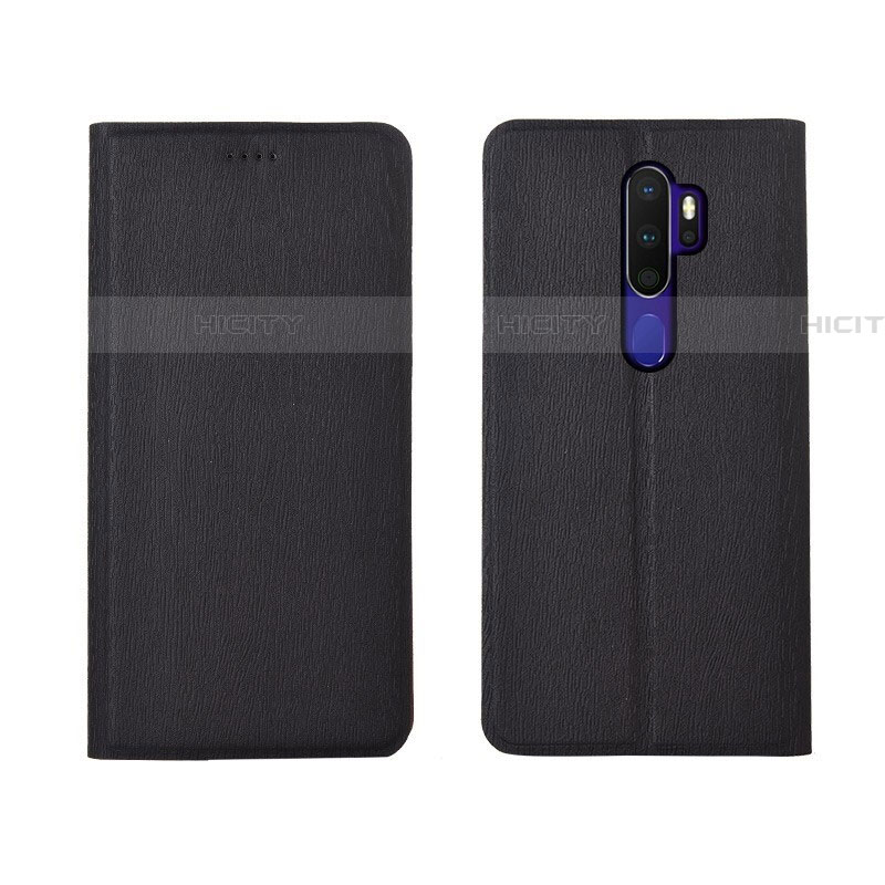 Coque Portefeuille Livre Cuir Etui Clapet L04 pour Oppo A5 (2020) Noir Plus