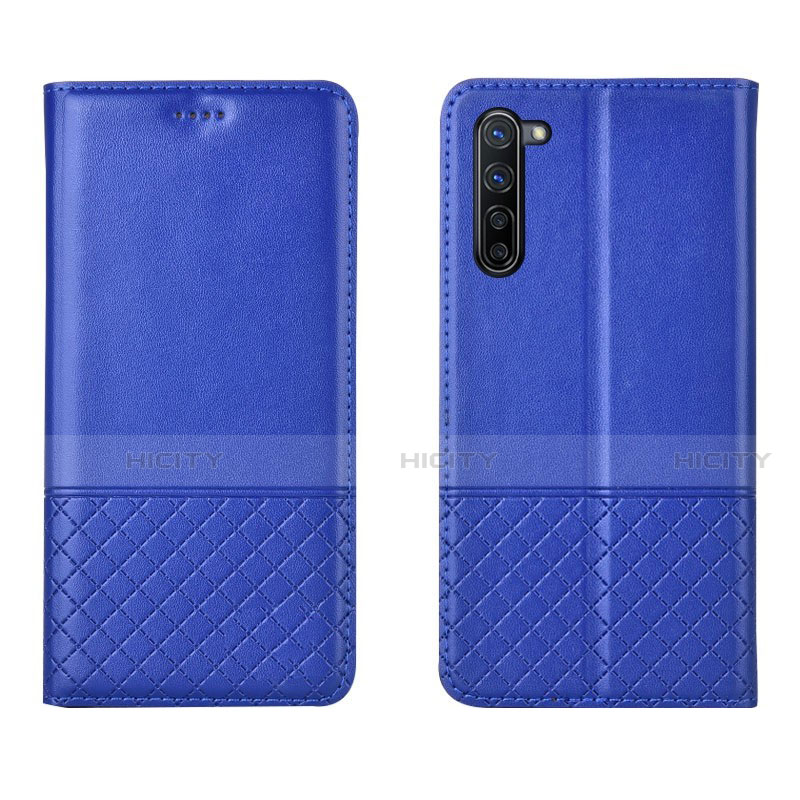 Coque Portefeuille Livre Cuir Etui Clapet L04 pour Oppo F15 Bleu Plus