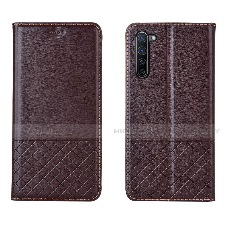 Coque Portefeuille Livre Cuir Etui Clapet L04 pour Oppo F15 Marron Plus