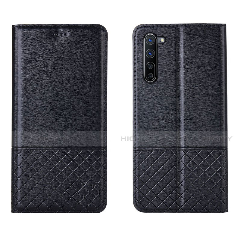 Coque Portefeuille Livre Cuir Etui Clapet L04 pour Oppo F15 Noir Plus