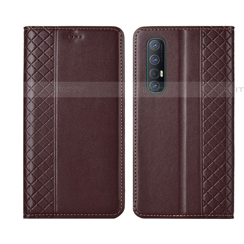 Coque Portefeuille Livre Cuir Etui Clapet L04 pour Oppo Find X2 Neo Marron Plus