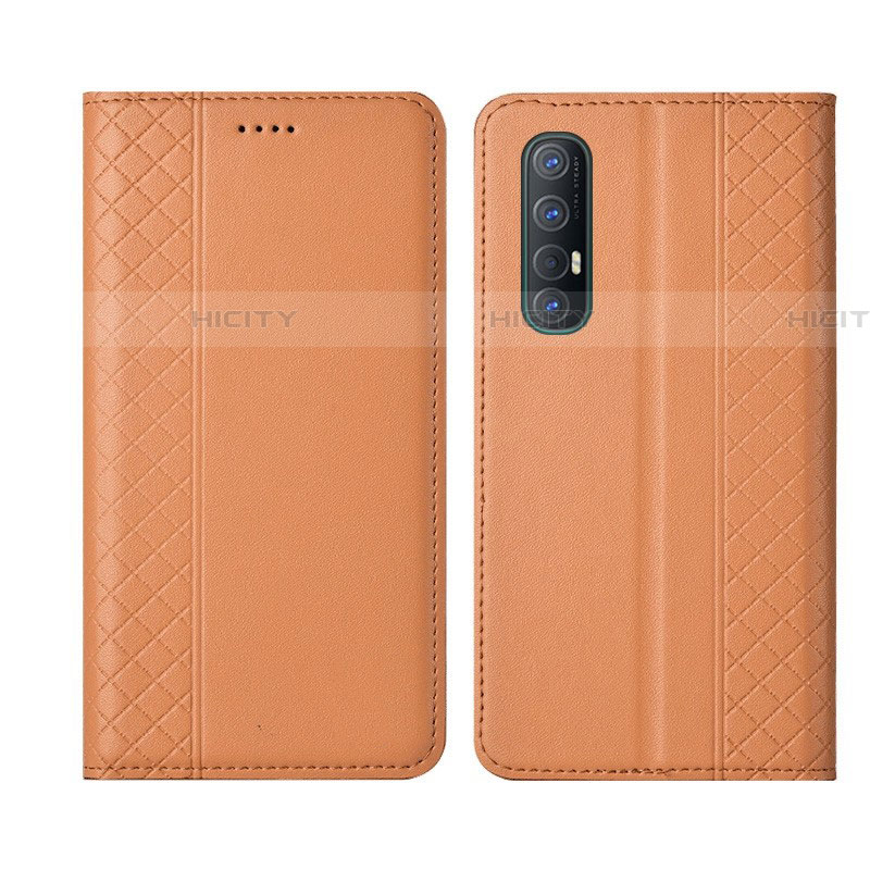 Coque Portefeuille Livre Cuir Etui Clapet L04 pour Oppo Reno3 Pro Orange Plus