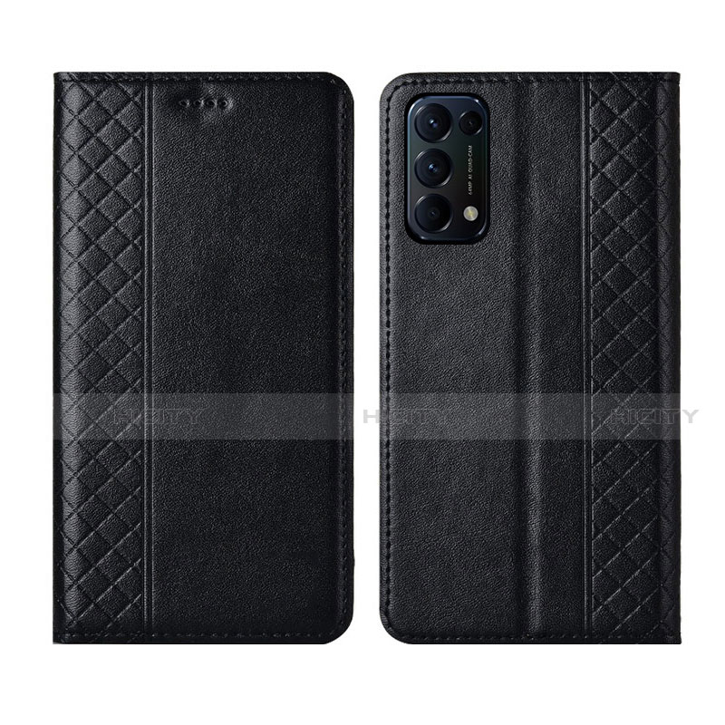 Coque Portefeuille Livre Cuir Etui Clapet L04 pour Oppo Reno5 5G Noir Plus