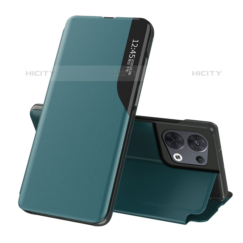 Coque Portefeuille Livre Cuir Etui Clapet L04 pour Oppo Reno9 5G Vert Plus