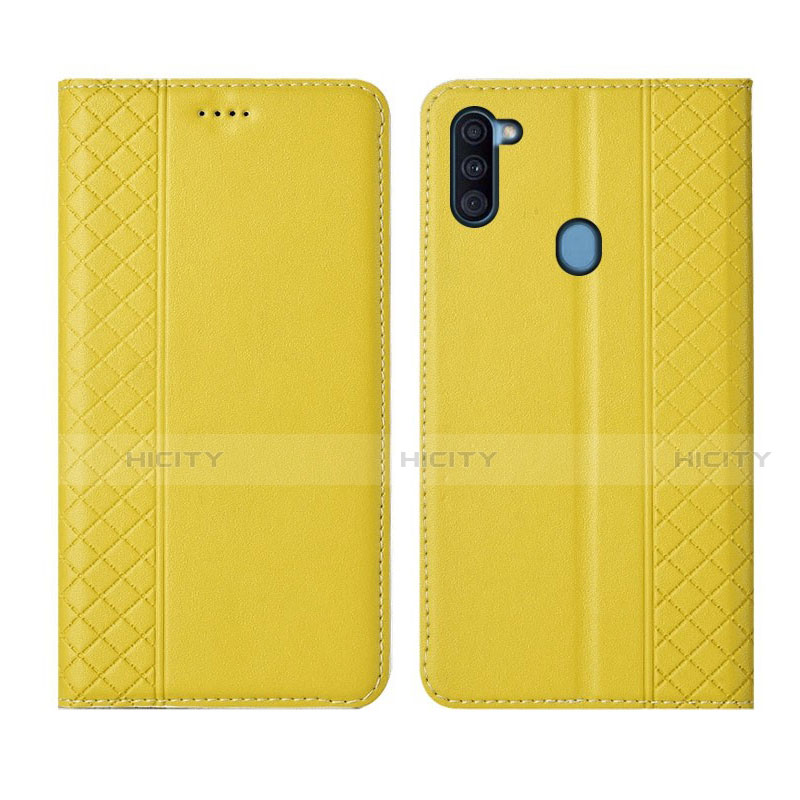 Coque Portefeuille Livre Cuir Etui Clapet L04 pour Samsung Galaxy A11 Jaune Plus