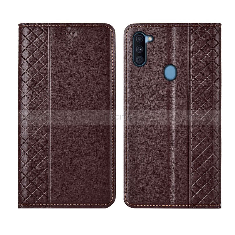 Coque Portefeuille Livre Cuir Etui Clapet L04 pour Samsung Galaxy M11 Marron Plus